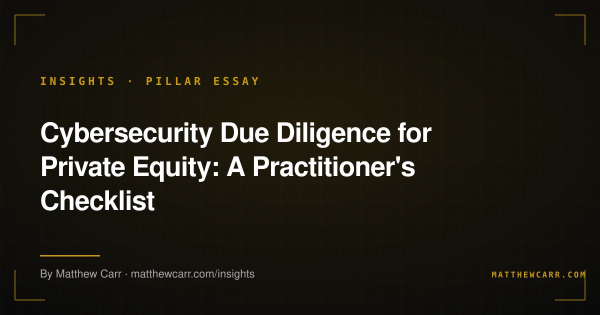 Share card for Cybersecurity Due Diligence for Private Equity: A Practitioner's Checklist