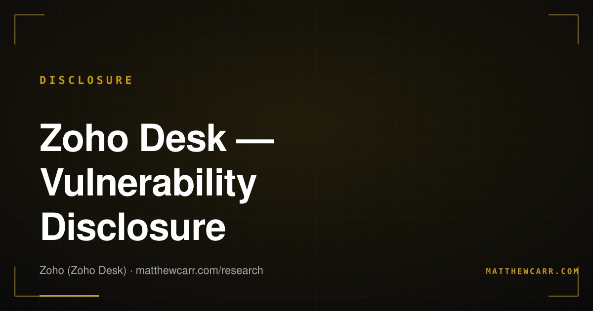 Share card for Zoho Desk — Vulnerability Disclosure